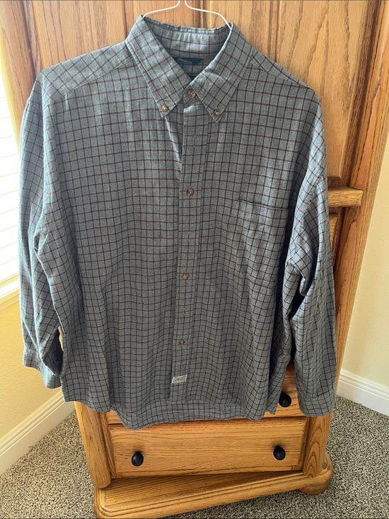 Woods & Gray Other - Men's Gray Plaid Button-Down Shirt - Long Sleeve Casual